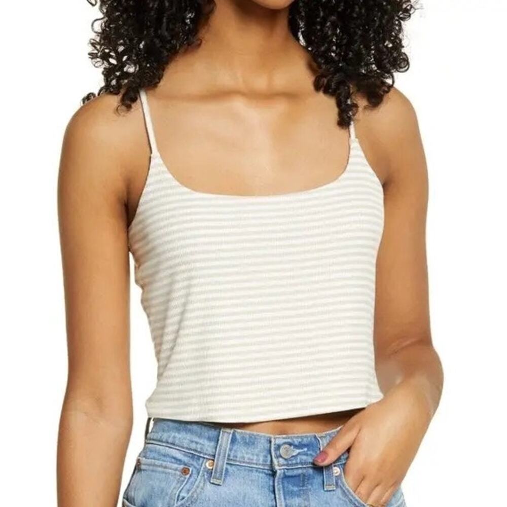 BP. Nordstrom M Stripe Rib Crop Camisole Tank Top Preppy Casual Summer Vacation